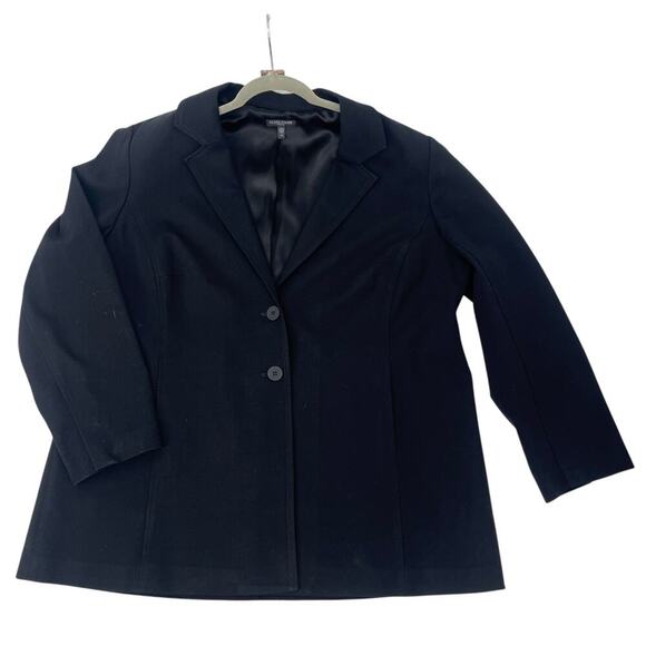 EILEEN FISHER WOMAN Blazer Jacket Black Two Button Stretch Lined Pockets 2X - Picture 11 of 12